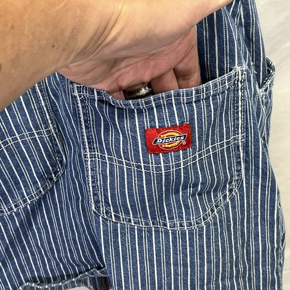 Dickies Womens Antique Blue White Striped Denim Overall Cotton Dress Medium - Picture 3 of 11